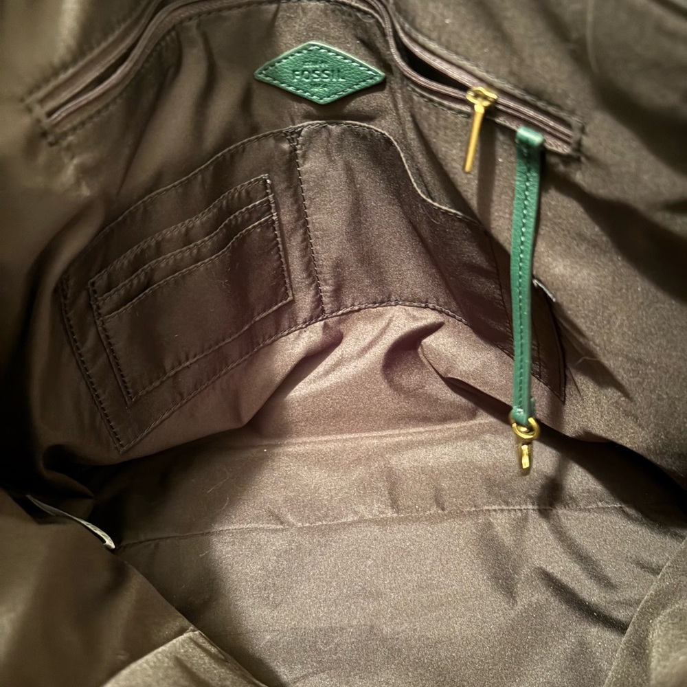 Fossil Forest Green Leather Tote - Picture 4 of 6